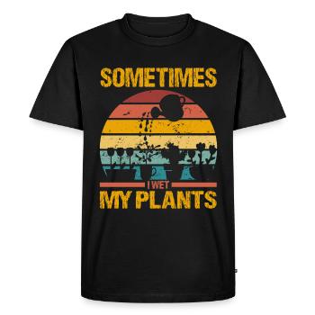 Parfois, j’humidifie mes plantes plus drôlement - T-shirt Premium bio Homme - noir - Devant - Nico (187cm)