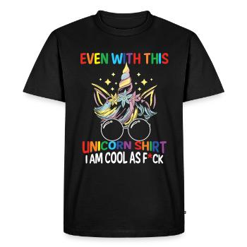 Funny Sarcastic Unicorn Confidence - Men's Premium Organic T-Shirt - black - Front - Nico (187cm)