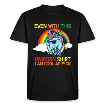 Funny Sarcastic Unicorn Confidence - Men's Premium Organic T-Shirt - black - Front - Nico (187cm)