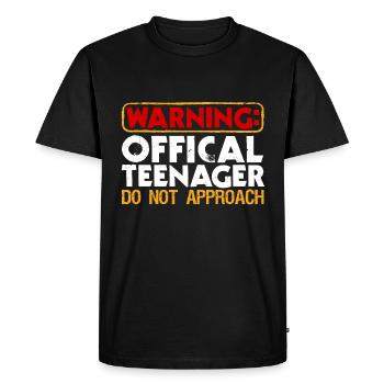 Warning Officer Young Teenager 13 Year Old - Men's Premium Organic T-Shirt - black - Front - Nico (187cm)