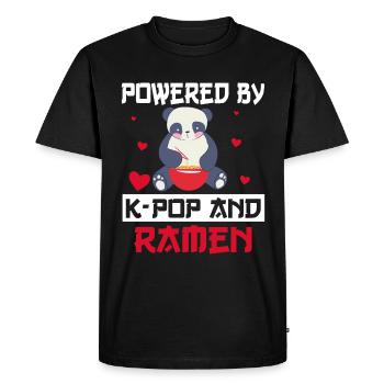Powered by K-Pop and Ramen Korean Music - Men's Premium Organic T-Shirt - black - Front - Nico (187cm)