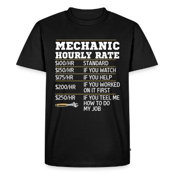 Allumage mécanique - Ingénieur de travail - T-shirt Premium bio Homme - noir - Devant - Nico (187cm)