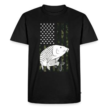 Drapeaux des États-Unis American Patriot Fisher Pêcheur - T-shirt Premium bio Homme - noir - Devant - Nico (187cm)