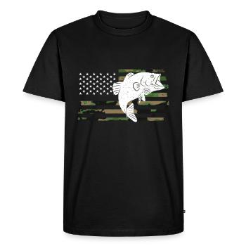 Drapeaux des États-Unis American Patriot Fisher Pêcheur - T-shirt Premium bio Homme - noir - Devant - Nico (187cm)