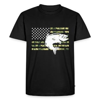 Drapeaux des États-Unis American Patriot Fisher Pêcheur - T-shirt Premium bio Homme - noir - Devant - Nico (187cm)