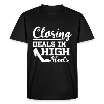 Closing deals in high heels - Men's Premium Organic T-Shirt - black - Front - Nico (187cm)