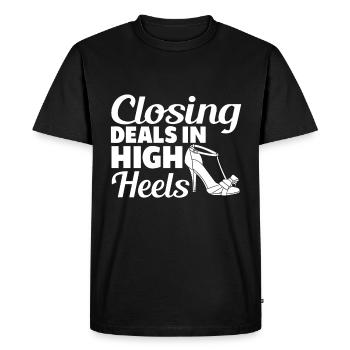 Closing deals in high heels - Men's Premium Organic T-Shirt - black - Front - Nico (187cm)