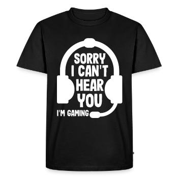 Désolé, je ne vous entends pas, je - T-shirt Premium bio Homme - noir - Devant - Nico (187cm)