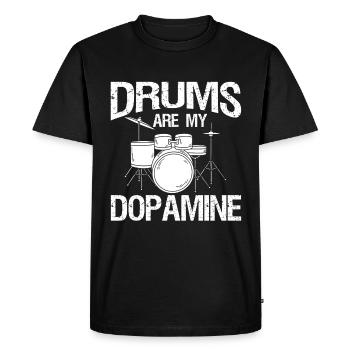 Les tambours sont mon tambour de batteur de dopamine - T-shirt Premium bio Homme - noir - Devant - Nico (187cm)