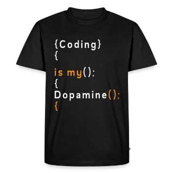 Funny Coding Is My Dopamine Coder - Men's Premium Organic T-Shirt - black - Front - Nico (187cm)