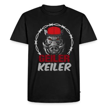 | Keiler Drôle de chasse au sanglier - T-shirt Premium bio Homme - noir - Devant - Nico (187cm)