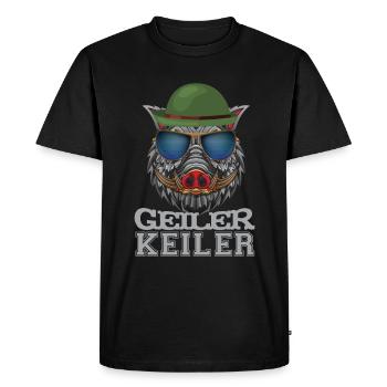 | Keiler Drôle de chasse au sanglier - T-shirt Premium bio Homme - noir - Devant - Nico (187cm)