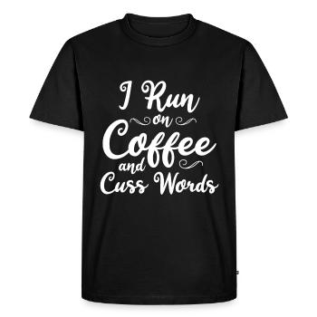 I Run On Coffee And Words Funny - Men's Premium Organic T-Shirt - black - Front - Nico (187cm)