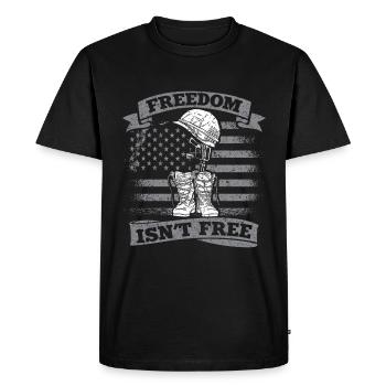 Freedom is not a Free Army veterans soldier - Men's Premium Organic T-Shirt - black - Front - Nico (187cm)