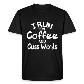 I Run On Coffee And Curse Words Funny - Men's Premium Organic T-Shirt - black - Front - Nico (187cm)