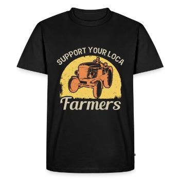 Support local farmers who - Men's Premium Organic T-Shirt - black - Front - Nico (187cm)