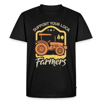 Support local farmers who - Men's Premium Organic T-Shirt - black - Front - Nico (187cm)