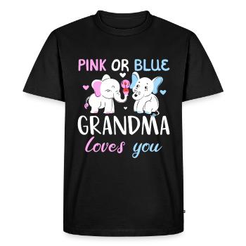 Pink or Blue Grandma Loves You Father Gender - Men's Premium Organic T-Shirt - black - Front - Nico (187cm)
