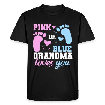 Pink or Blue Grandma Loves You Father Gender - Men's Premium Organic T-Shirt - black - Front - Nico (187cm)
