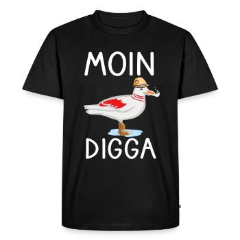 Moin Digga Seagull North German Low German Saying - Men's Premium Organic T-Shirt - black - Front - Nico (187cm)