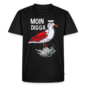 Moin Digga Seagull North German Low German saying - Men's Premium Organic T-Shirt - black - Front - Nico (187cm)
