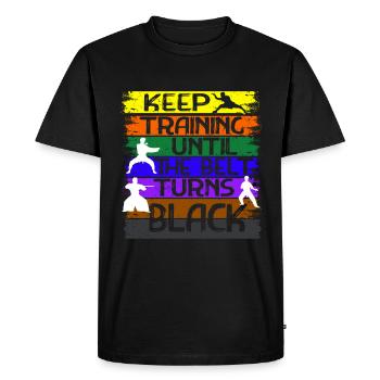 Continuez à vous entraîner jusqu’à ce que votre ceinture devienne noire - T-shirt Premium bio Homme - noir - Devant - Nico (187cm)