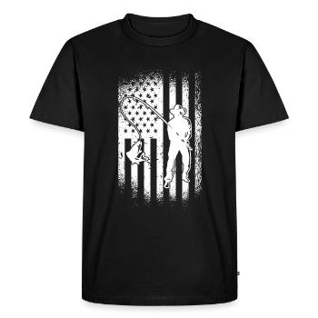 Pêche-pêcheur-USA-drapeau-patriotique - T-shirt Premium bio Homme - noir - Devant - Nico (187cm)