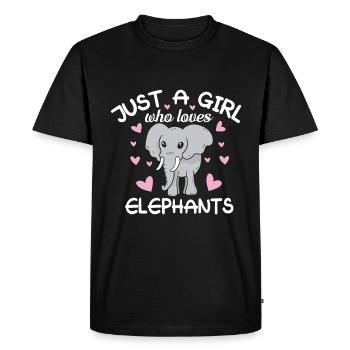 Juste une fille qui aime les éléphants - T-shirt Premium bio Homme - noir - Devant - Nico (187cm)