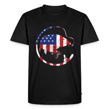 Fisherman USA Flag Patriotic American - T-shirt Premium bio Homme - noir - Devant - Nico (187cm)