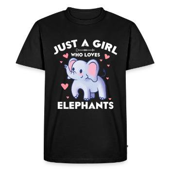 Juste une fille qui aime les éléphants - T-shirt Premium bio Homme - noir - Devant - Nico (187cm)