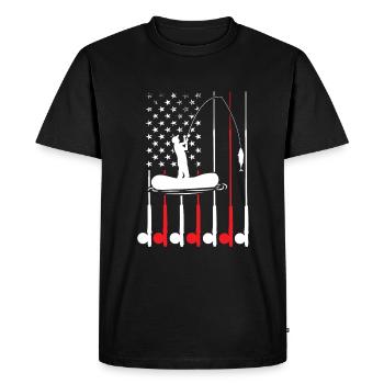 Fisherman USA Flag Patriotic American - T-shirt Premium bio Homme - noir - Devant - Nico (187cm)