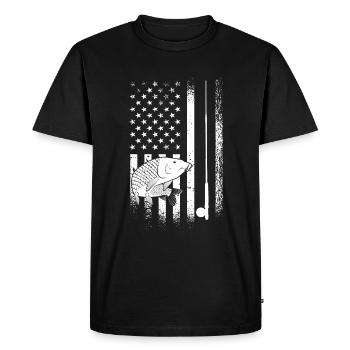 Pêche-pêcheur-USA-drapeau-patriotique - T-shirt Premium bio Homme - noir - Devant - Nico (187cm)
