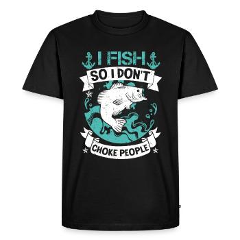 I fish so I don't suffocate people - Men's Premium Organic T-Shirt - black - Front - Nico (187cm)