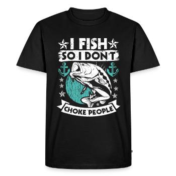I fish so I don't suffocate people - Men's Premium Organic T-Shirt - black - Front - Nico (187cm)
