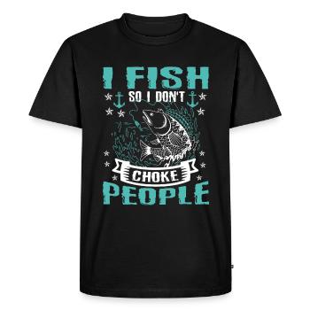 Je pêche donc je n’ai pas de drôle - T-shirt Premium bio Homme - noir - Devant - Nico (187cm)