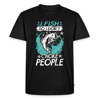 I fish so I don't suffocate people - Men's Premium Organic T-Shirt - black - Front - Nico (187cm)