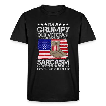 Grumpy Old Veterans Army US Patriot Father - Men's Premium Organic T-Shirt - black - Front - Nico (187cm)