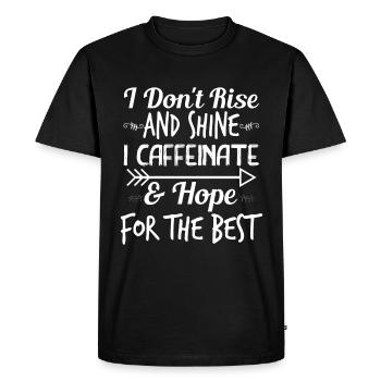 Je ne me lève pas et je brille de caféine - T-shirt Premium bio Homme - noir - Devant - Nico (187cm)