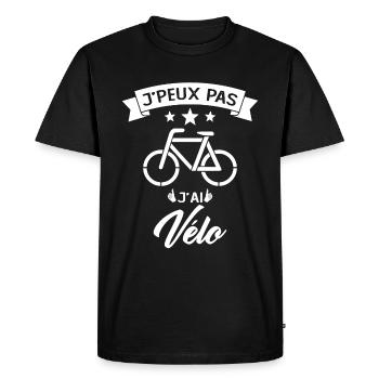 Je Peux Pas J Ai Vélo - T-shirt Premium bio Homme - noir - Devant - Nico (187cm)
