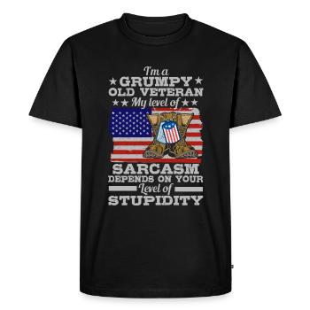 Funny American Experienced Father Grandpa My - Men's Premium Organic T-Shirt - black - Front - Nico (187cm)