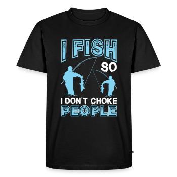 Je pêche pour ne pas pêcher les gens qui - T-shirt Premium bio Homme - noir - Devant - Nico (187cm)