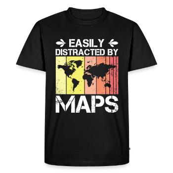 Facilement distrait par les cartes Carte de professeur de géographie - T-shirt Premium bio Homme - noir - Devant - Nico (187cm)