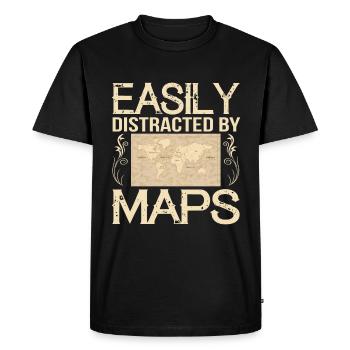 Facilement distrait par les cartes Carte de professeur de géographie - T-shirt Premium bio Homme - noir - Devant - Nico (187cm)