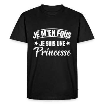 je m'en fou je suis une princesse - T-shirt Premium bio Homme - noir - Devant - Nico (187cm)