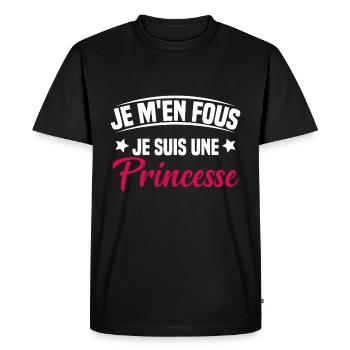 je m'en fou je suis une princesse - T-shirt Premium bio Homme - noir - Devant - Nico (187cm)