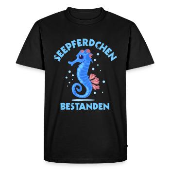 Insigne d’hippocampe Insigne de natation - T-shirt Premium bio Homme - noir - Devant - Nico (187cm)