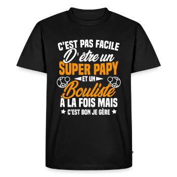Compliqué d'être un super papy et un bouliste - T-shirt Premium bio Homme - noir - Devant - Nico (187cm)