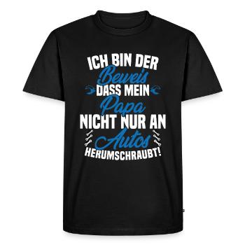 Je suis la preuve que papa ne se soucie pas seulement des voitures - T-shirt Premium bio Homme - noir - Devant - Nico (187cm)