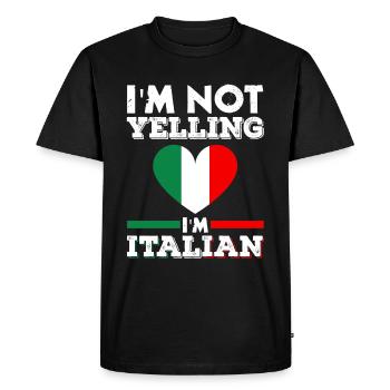 Je ne crie pas, je suis l’Italie italienne - T-shirt Premium bio Homme - noir - Devant - Nico (187cm)