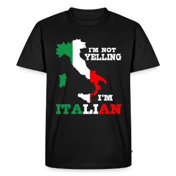 Je ne crie pas que je parle italien - T-shirt Premium bio Homme - noir - Devant - Nico (187cm)